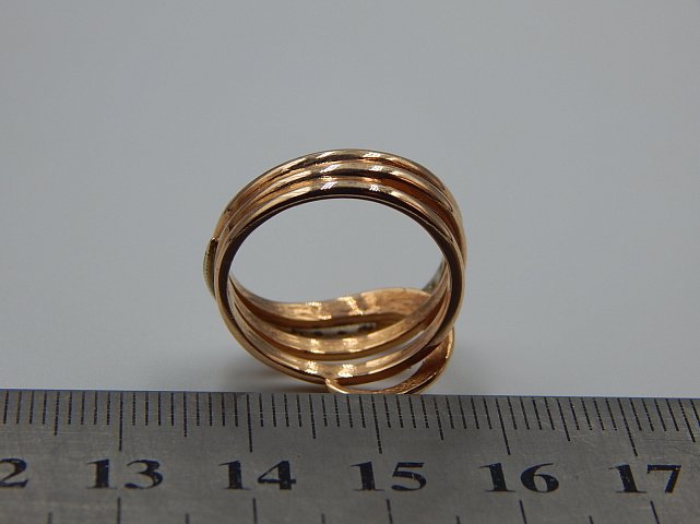 Кольцо из красного и белого золота с цирконием (32070629)  3
