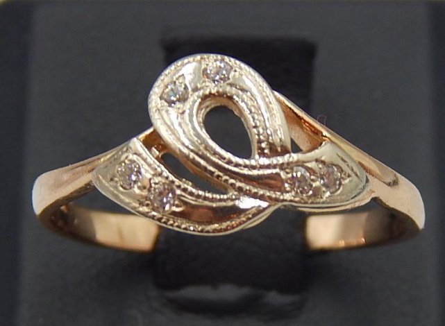 Кольцо из желтого и белого золота с цирконием (31760730)  1