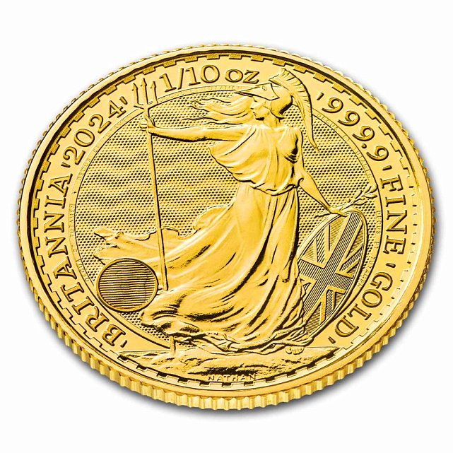Золота монета 1/10oz Британія 10 англійських фунтів 2024 Великобританія (Король Карл III) (33142386) 2