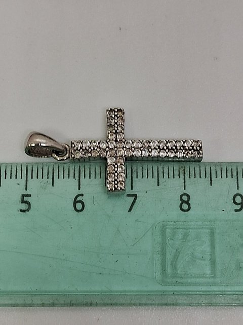 Срібний підвіс-хрест із цирконієм (33425382) 5