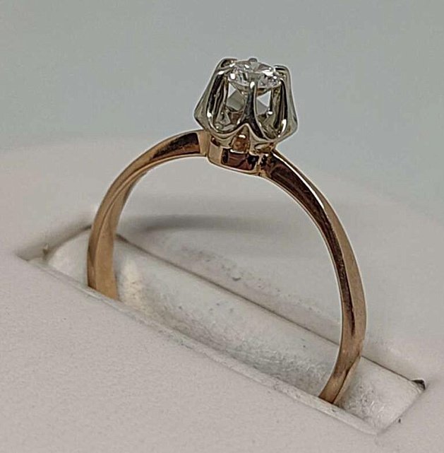 Кольцо из красного и белого золота с бриллиантом (-ми) (32830291) 3