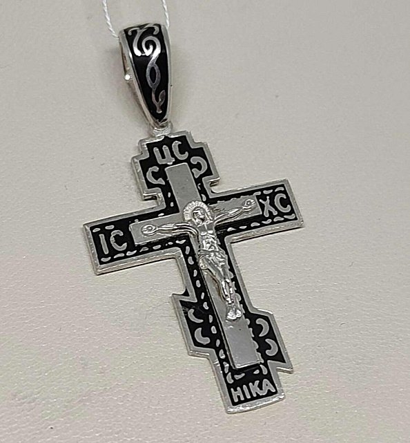 Срібний підвіс-хрест з емаллю (32115923) 0