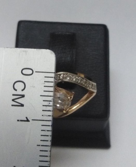 Кольцо из красного и белого золота с цирконием (32644047) 3