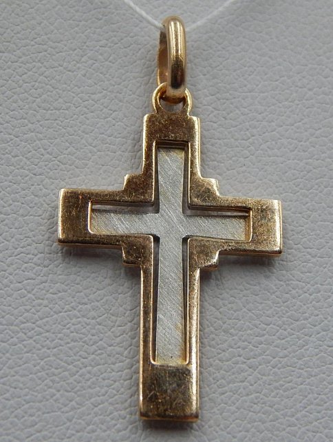 Подвес-крест из красного и белого золота (32645194) 0