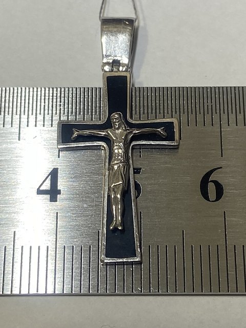 Підвіс-хрест з білого золота з емаллю (33197478) 3