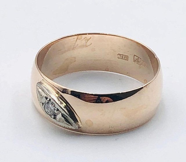 Обручальное кольцо из красного и белого золота с бриллиантом (-ми) (32314770) 1