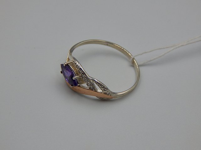 Серебряное кольцо с позолотой и цирконием (32886568) 3