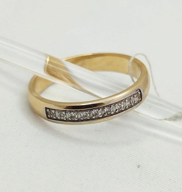 Обручальное кольцо из красного и белого золота с цирконием (32877886) 1