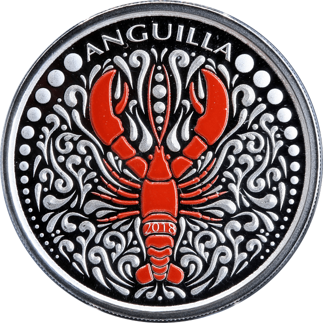 Серебряная монета 1oz Ангилья 2 доллара 2018 Восточные Карибы (29127684) 0