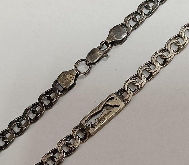 Серебряная цепь с плетением Бисмарк (33785374) 0