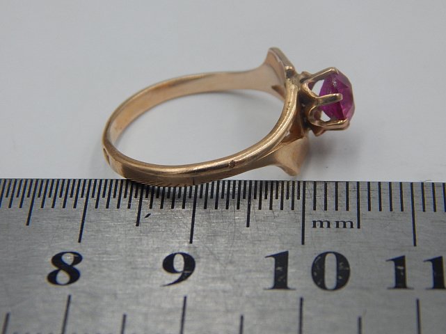 Кольцо из красного золота с корундом (29038463) 5