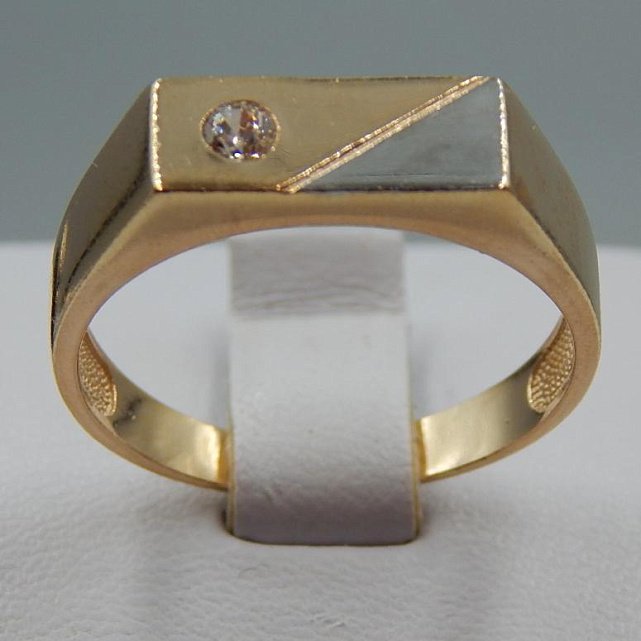 Перстень из красного и белого золота с цирконием (33692120) 0