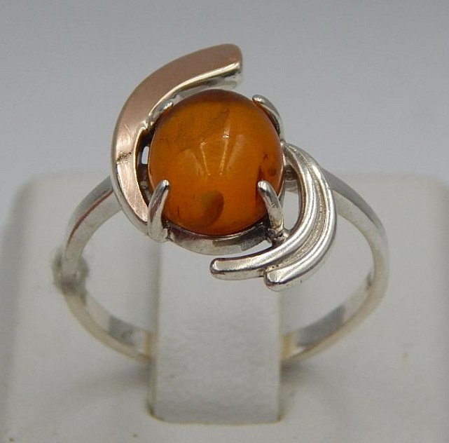 Серебряное кольцо с позолотой и природным самоцветом (30522102) 0