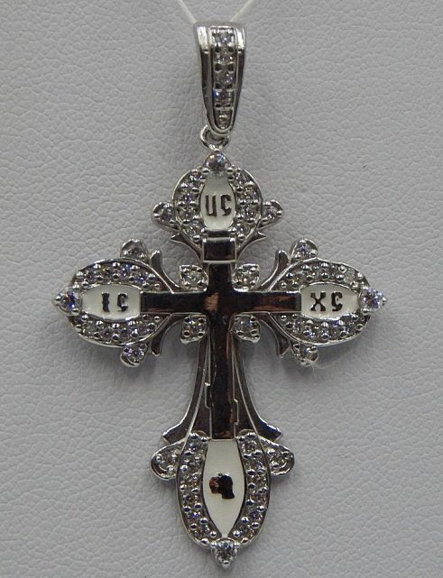 Срібний підвіс-хрест з емаллю та цирконієм (31650278) 0