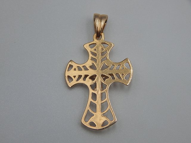 Підвіс-хрест з червоного та білого золота (33645110) 2