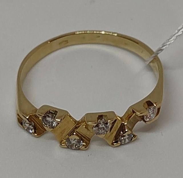 Каблучка з жовтого золота з діамантом (-ми) (28543236) 3