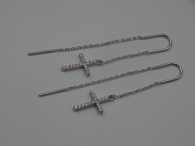 Серебряные серьги с цирконием (31280556) 3