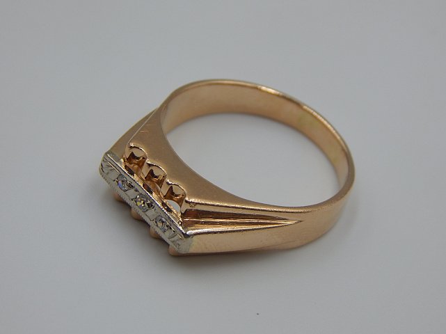 Кольцо из красного и белого золота с цирконием (33168149) 2