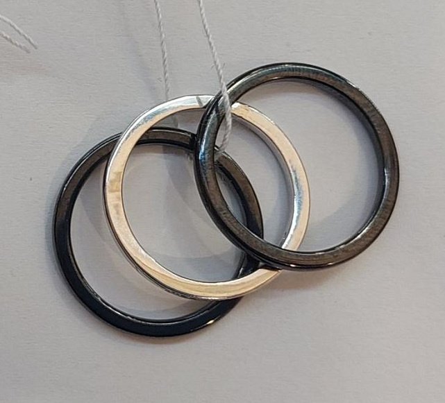 Серебряное кольцо тройное с керамикой и цирконием (29643798)  2