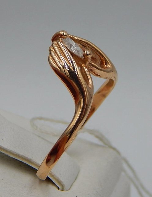 Кольцо из красного золота с цирконием (30840455) 2