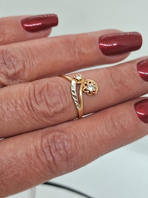 Кольцо из красного и белого золота с цирконием (30161817)  6