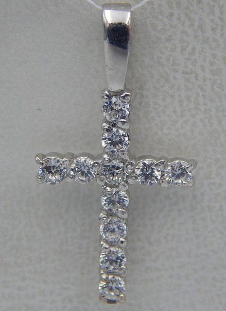 Срібний підвіс-хрест із цирконієм (32227173) 0
