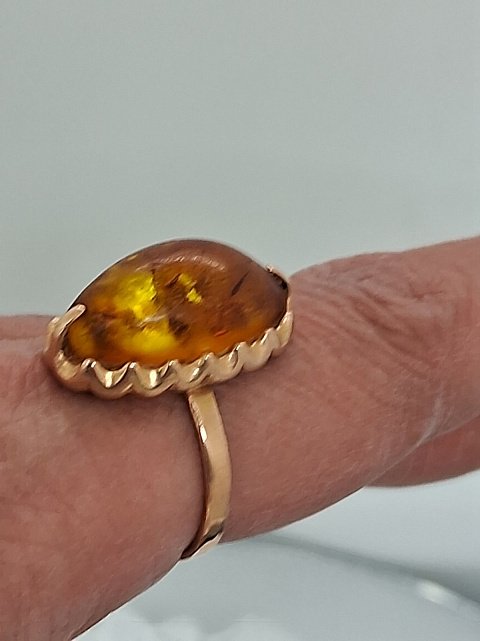 Кольцо из красного золота с янтарем (33020629) 2