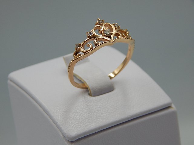 Кольцо из красного золота с цирконием (31045330)  3