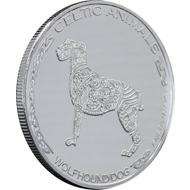 Серебряная монета 1oz Волкодав Кельтские животные 500 франков КФА 2022 Чад (29128364) 5