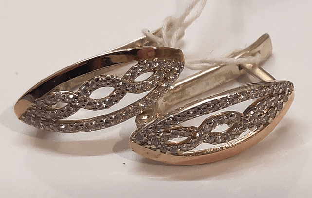 Серебряные серьги с позолотой и цирконием (30520619) 0