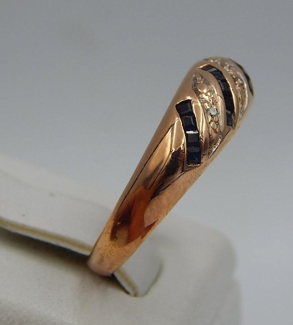 Кольцо из красного золота с сапфиром и бриллиантом (-ми)  (30762810) 3