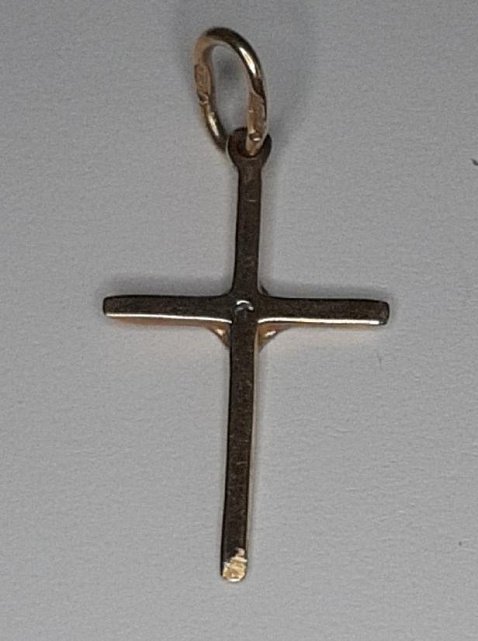 Подвес-крест из красного и белого золота с цирконием (30604752) 1