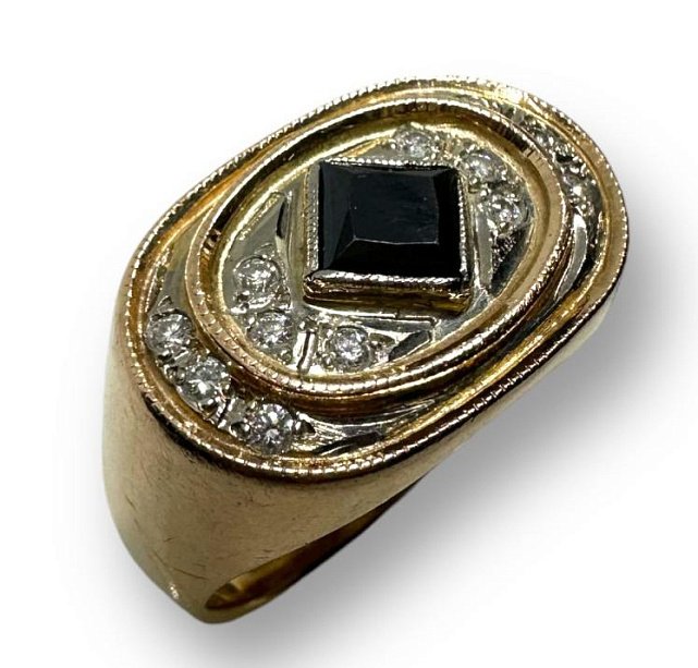 Перстень из красного и белого золота с цирконием и бриллиантом (-ми) (30322482) 2
