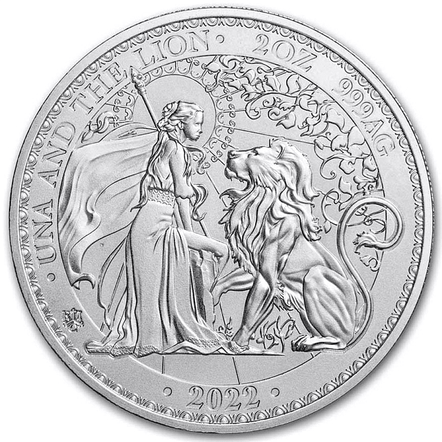 Серебряная монета 2oz Уна и Лев 2 фунта стерлингов 2022 Остров Святой Елены (9546261) 1