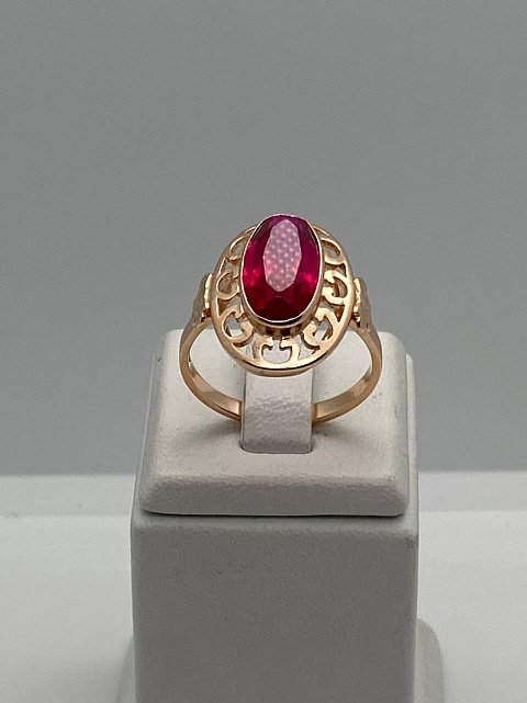 Перстень из красного золота с корундом (30567788) 3