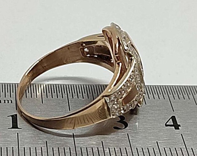 Кольцо из красного и белого золота с цирконием (31374127) 5