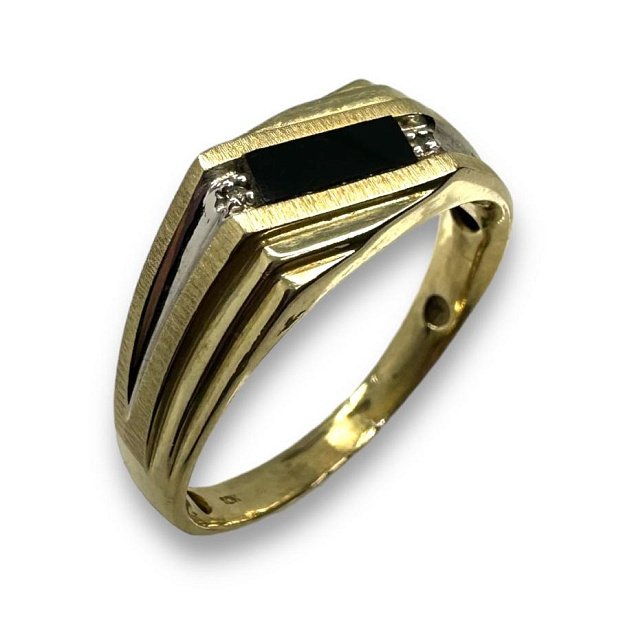Перстень из желтого и белого золота с цирконием (30389696) 0