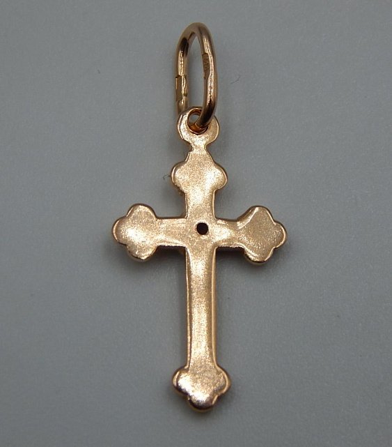 Підвіс-хрест з червоного та білого золота з цирконієм (33014375) 1