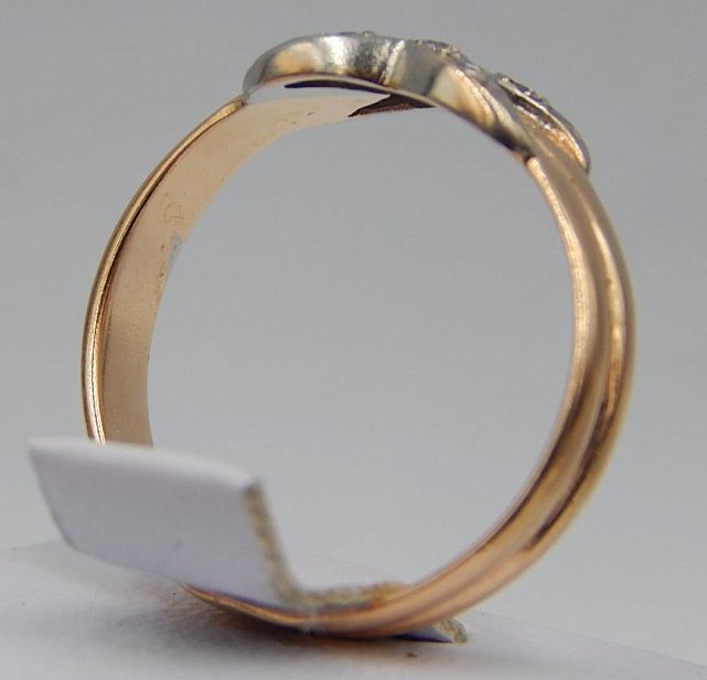 Кольцо из красного и белого золота с цирконием (29883617) 6