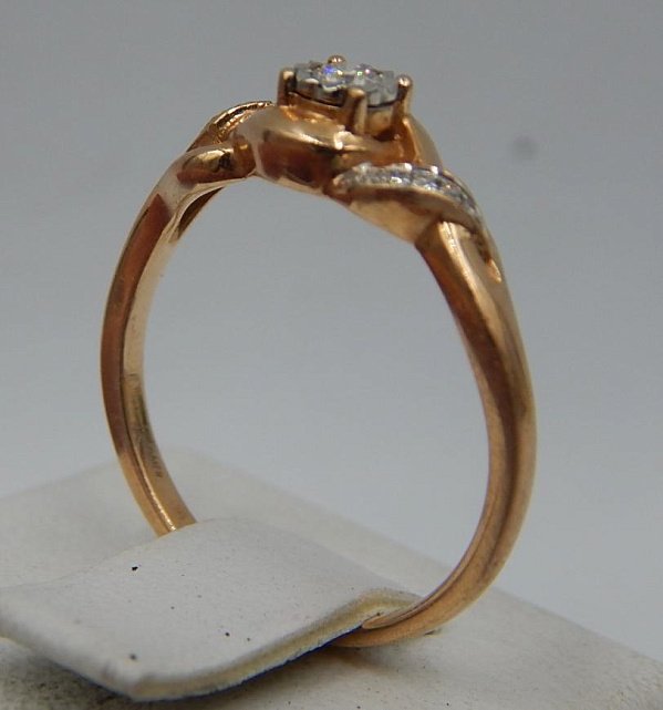 Кольцо из красного и белого золота с бриллиантом (-ми) (29990984) 3