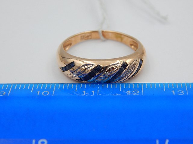 Кольцо из красного золота с сапфиром и бриллиантом (-ми)  (30762810) 4