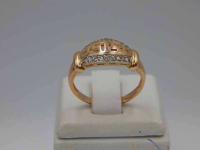 Кольцо из красного и белого золота с цирконием (33763180)  1