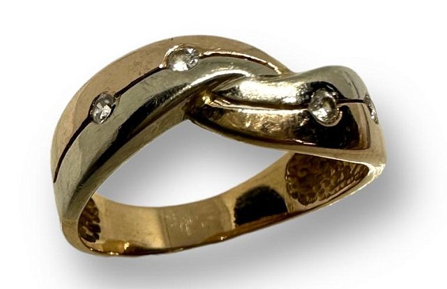 Кольцо из красного и белого золота с цирконием (29569397) 0