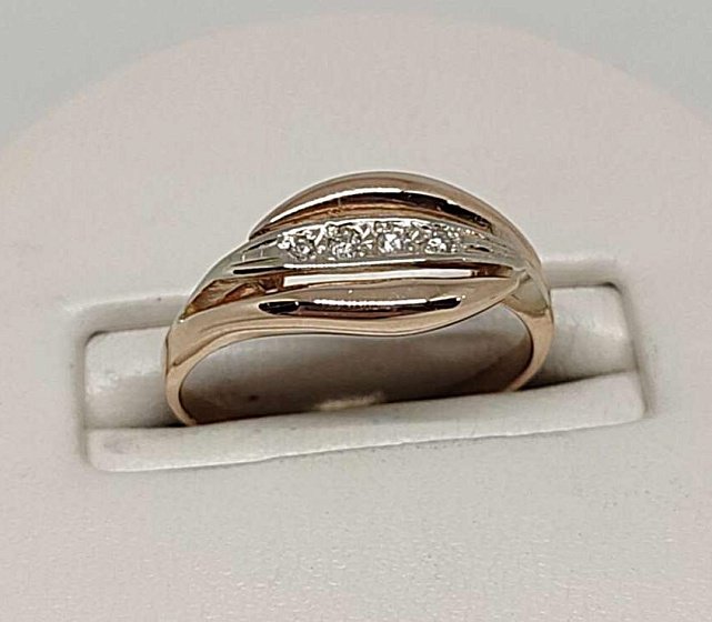 Кольцо из красного и белого золота с бриллиантом (-ми) (30607615) 1