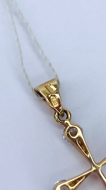 Підвіс-хрест із червоного золота з цирконієм (32118451) 4