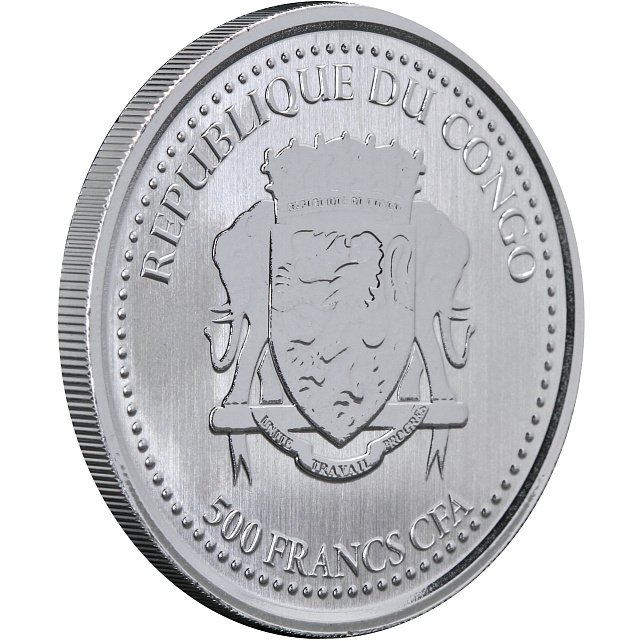 Серебряная монета 1oz Сильвербэк Горилла 5000 франков КФА 2021 Конго (29323576) 6