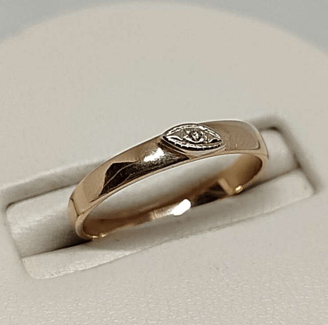 Кольцо из красного и белого золота с бриллиантом (-ми) (33813234)  0