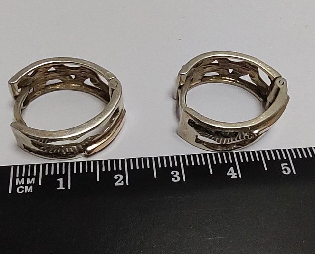 Серебряные серьги с позолотой и цирконием (33670091) 4