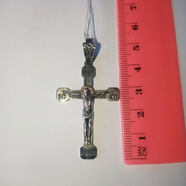 Срібний підвіс-хрест із золотою вставкою (32769148) 2