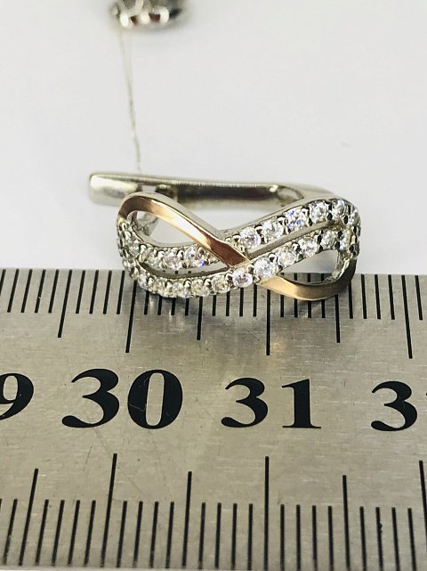 Срібні сережки із золотою вставкою та цирконієм (33618408) 3